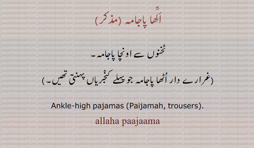  ਪੈਜਾਮਾ, ਪਜਾਮਾ, الھاپاجامہ ,پاجامہ ,اونچا پاجامہ,ٹخنوں سے اونچا,Ankle-high pajamas ,Paijamah, trousers, allaha paajaama, allaha aajama