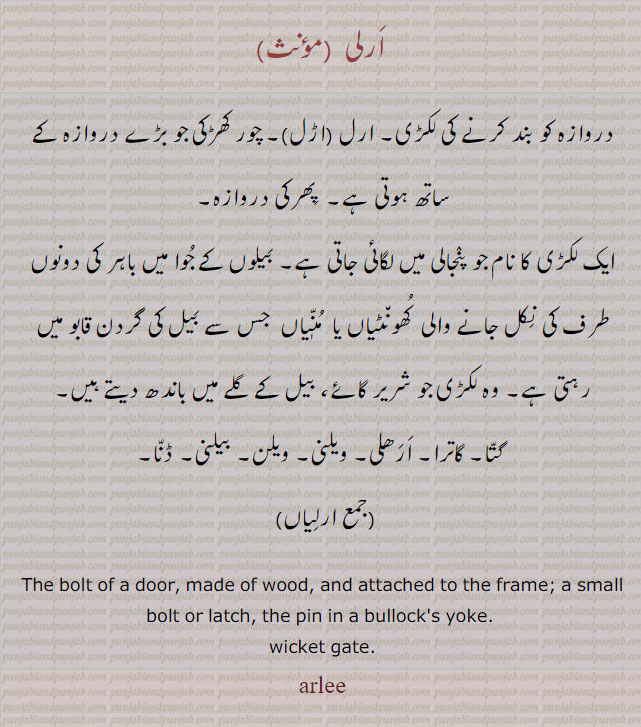 welan, gata, khwnti, munia, welani, arlian, dana کھونٹیاں، منیاں، گتا، گاترا، ارھلی، ویلن، ویلنی، بیلنی، ڈنا، ارلیاں، کھونٹی،,,arli,ਅਰਲੀ,arlee, bolt of a door, latch, pin in a bullock's yoke