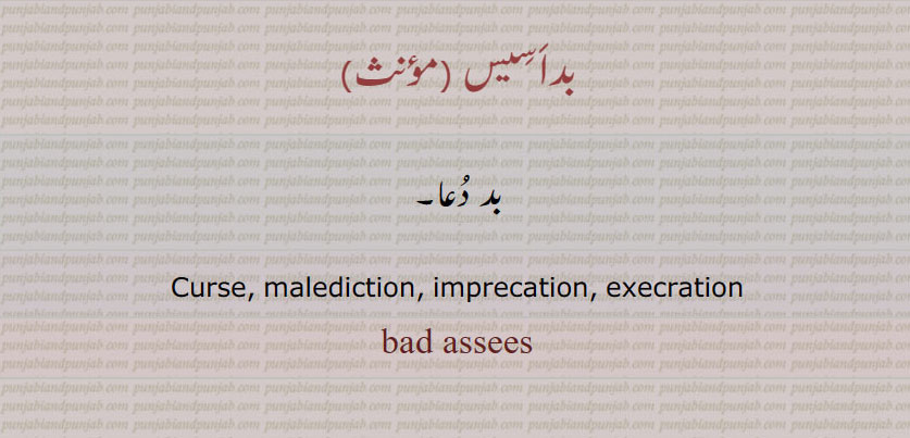 ,bad asses ,ਬਦ ਅਸੀਸ, ۔ بد دعا curse. inprecation بد اسیس