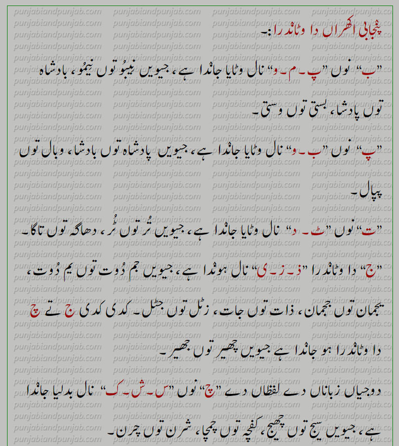 پنجابی الفاظ کا ادلا بدلا۔مختلف بولیوں میں پنجابی حروف کی تبدیلی
، پنٛجابی حروف تہجی کا تبادلہ، Alphabet Swap of Punjabi Letters