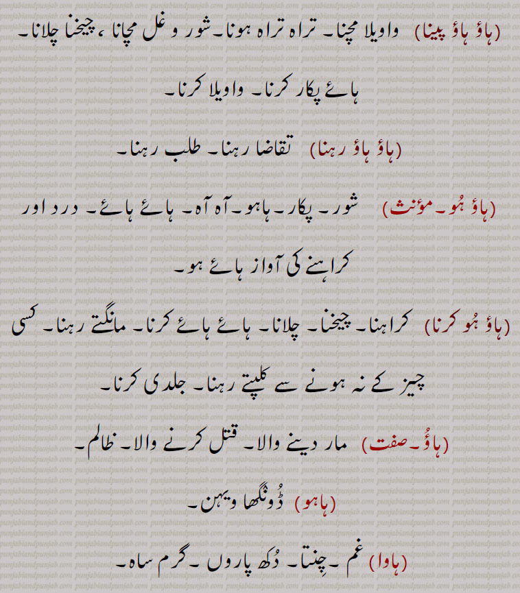  قتل کرنے والا۔ ظالم,ہاہو, ڈُونگھا ویہن,ہاوا, غم ۔چنتا۔ دُکھ پاروں ۔گرم ساہ۔