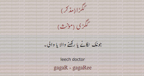 leech doctor, gagar, gagare, gagaree, گگڑا۔ گگڑی۔ جونک لگانے یا رکھنے والا