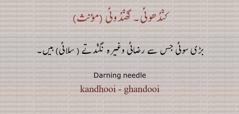  کندھوئی, گھندوئی, kandhooi, ghandooi  ,ਕੰਧੂਈ , بڑی سوئی، رضائی لحاف سینے والی