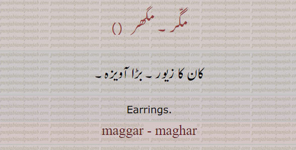ਮਗਰ, ਮੱਘਰ, maggar. maghar, magar.magghar,  کان کا زیور۔ بڑا آویزہ۔ , earring.