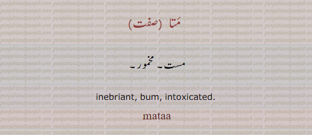 ਮਤਾ, mataa. mata. inebriant. bum . intoxicated. مست۔ مخمور۔