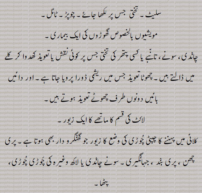  پٹی,سلیٹ۔ تختی  جس پر لکھا جائے۔ چوپڑ۔ ٹائل,مویشیوں بالخصوص گھوڑوں کی ایک بیماری,چاندی، سونے، تانبے یا کسی پتھر کی تختی جس پر کوئی نقش یا تعویذ کھدوا کر گلے میں ڈالتے ہیں۔ چھوٹا تعویذ جس میں ریشمی ڈورا پرویا جاتا ہے۔ اور دائیں بائیں دونوں طرف چھوٹے تعویذ ہوتے ہیں, لاکٹ کی قسم کا ماتھے کا ایک زیور۔
کلائی میں پہننے کا چپٹی چوڑی کی وضع کا زیور جو گھنگرو دار بھی ہوتا ہے۔ پری چھن ، پری بند ، جہانگیری۔ سونے چاندی یا لاکھ وغیرہ کی چوڑی چوڑی، پٹھا۔
گھنگروؤں والے ٹخنوں پر پہننے والے پاؤنٹے۔عموماً جمع پٹڑیاں مستعمل ہے۔
