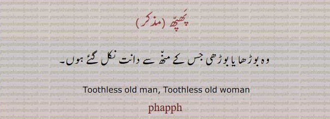  ,پھپھ , پھپھا , پھپھڑ, پھپھے کٹنی,ਫਫ , ਫਫਾ ,phappha,phapphay kutni,  ਫੱਫ,ਫੱਫੇ,ਫੱਫਾ, ਫਫਾ, ਫੱਫੜ, ਫਫ,
ਫਫੇਕੁੱਟਣ,  ਫਫੇਕੁੱਟਣੀ ,
toothless old man. toothless old woman, phapph, بوڑھا یا بوڑھی جس کے منہ میں دانت نہ ہوں