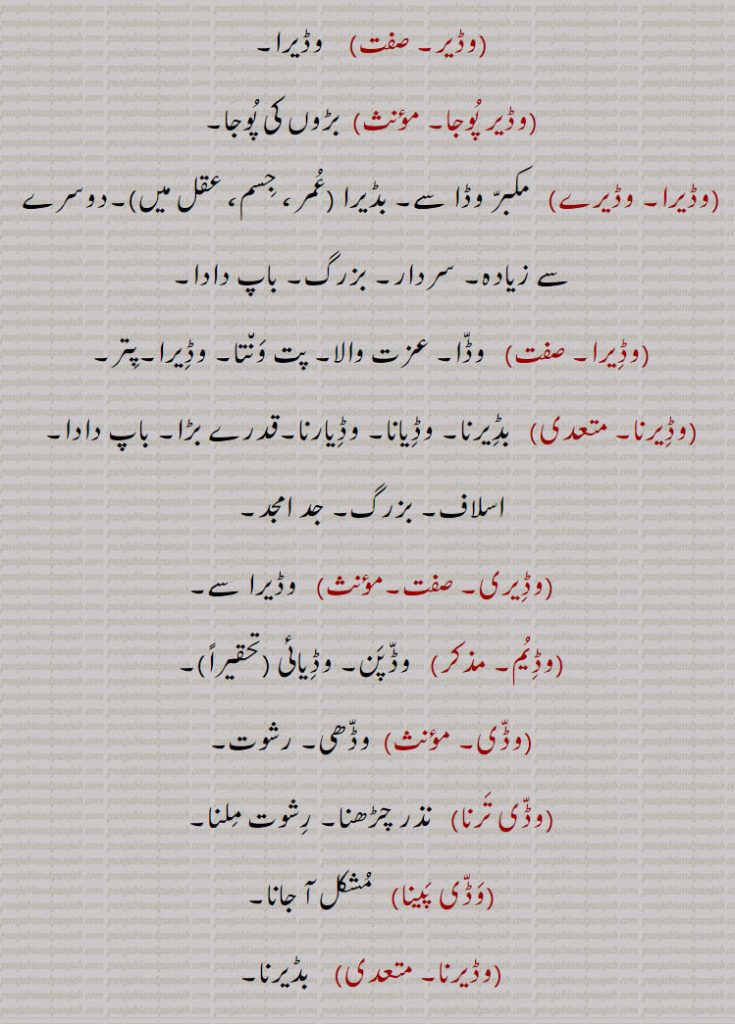 وڈیر,وڈیر پوجا,وڈیرا,وڈیرے,بڈیرا,وڈیرا,وڈیرنا,وڈیری,وڈیم,وڈی,وڈی ترنا,وڈی پینا,وڈیرنا,