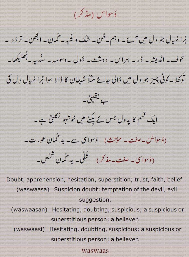 وسواس, وسواسی, وسوسہ,وہمی ,waswas,ਵਸਵਾਸ,waswasa,ਵਸਵਸਾ,waswasi,ਵਾਵਾਸੀ,wiswas,