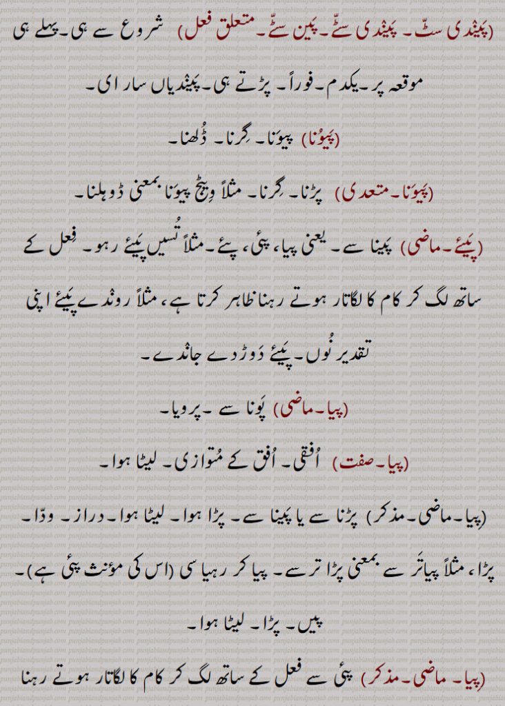 پیندا,پیندڑ,   پوندڑ,پندڑ پینا,پین,پیں,پین پٹک,پین پٹکے,پین پٹے,پیندی سٹ, پیندی سٹے,پین سٹے, 