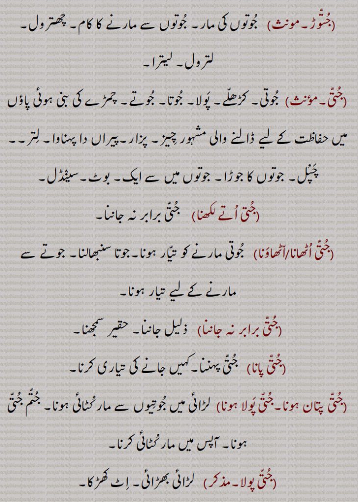 ,جتی اتے لکھنا,جتی اٹھانا,جتی اٹھاونا,جتی برابر نہ جاننا,جتی پانا,جتی پتان ہونا,جتی پولا ہونا, جتی پولا,, لڑائی بھڑائی, اٹ کھڑکا,