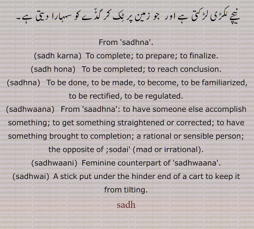سدھ, سَدھ,سدھ کرنا,سدھ ہونا,سدھنا,سادھنا ,سدھوانا, سدھوانا,سدھوائی,From 'sadhna',  sadh karna,sadh hona, sadhna, sadhwaana, sadhwaani,sadhwai, sadh,ਸਧ,  ਸਧਣਾ,  ਸਧਵਾਈ,