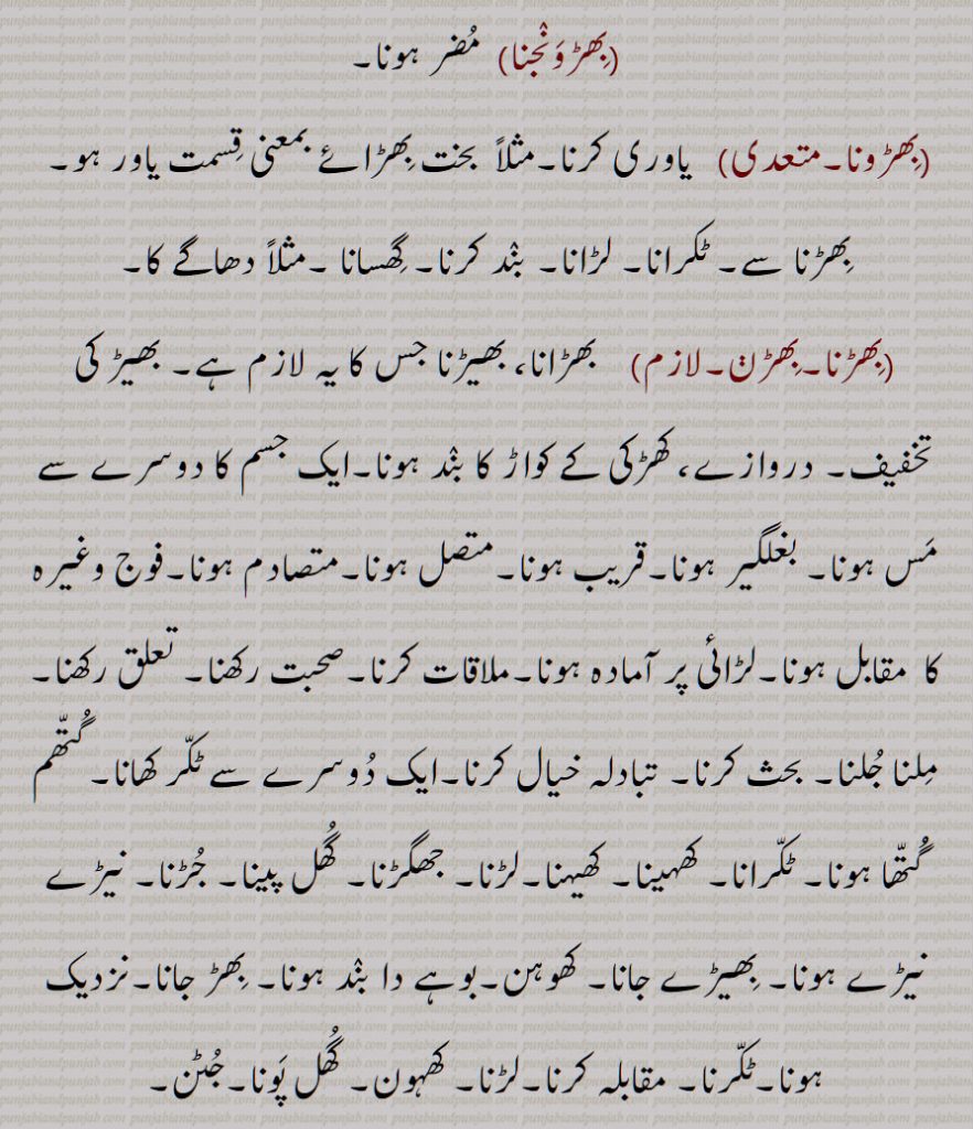 ,بھڑاؤنا, بھڑانا,بھڑائی,بھڑا دیون,بھڑاند,بھڑاونا,بھڑاونا,بھڑاون,بھڑانا,بھڑیندا,بھڑایا,بھڑیسی,بھڑ,بھڑی, تھیہ,بھڑ, تباہ, برباد,بھڑ تھیونا,  زنبور، زرد یا گہرے سرخ رنگ کا اڑنے والا کیڑا جس کے ڈنک میں زہر ہوتا ہے,بھونڈ, دھموڑی,بھڑ دا چھتا,   بھڑ کا چھتا , 