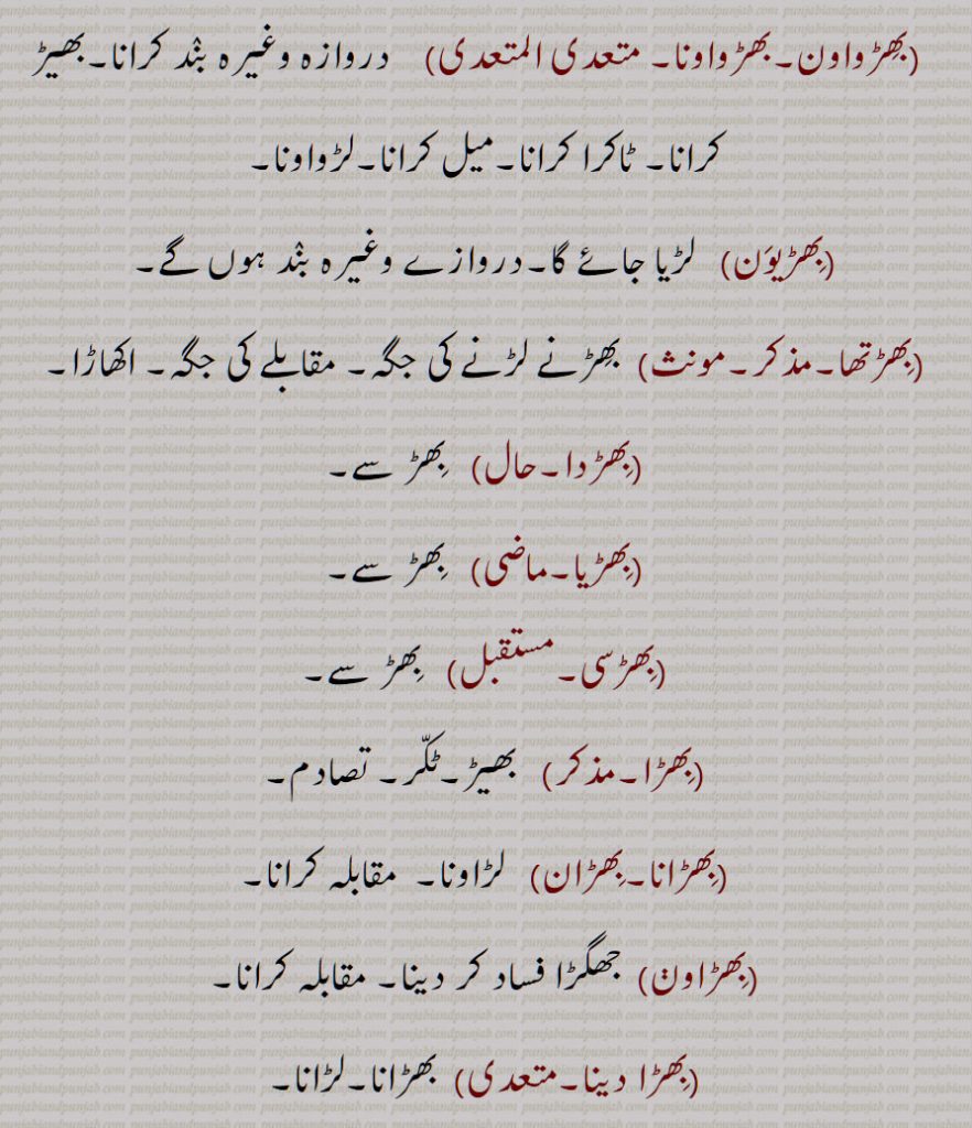 Imperative form of  bhiRna, collide, fight, compete, quarrel, wrestle, contest, conflict,  bhiRawan, bhiRna, bhiRwauna, bhiRauna, bhiR,  yellow wasp, dhamoRi, dhamboRi,bhiR,