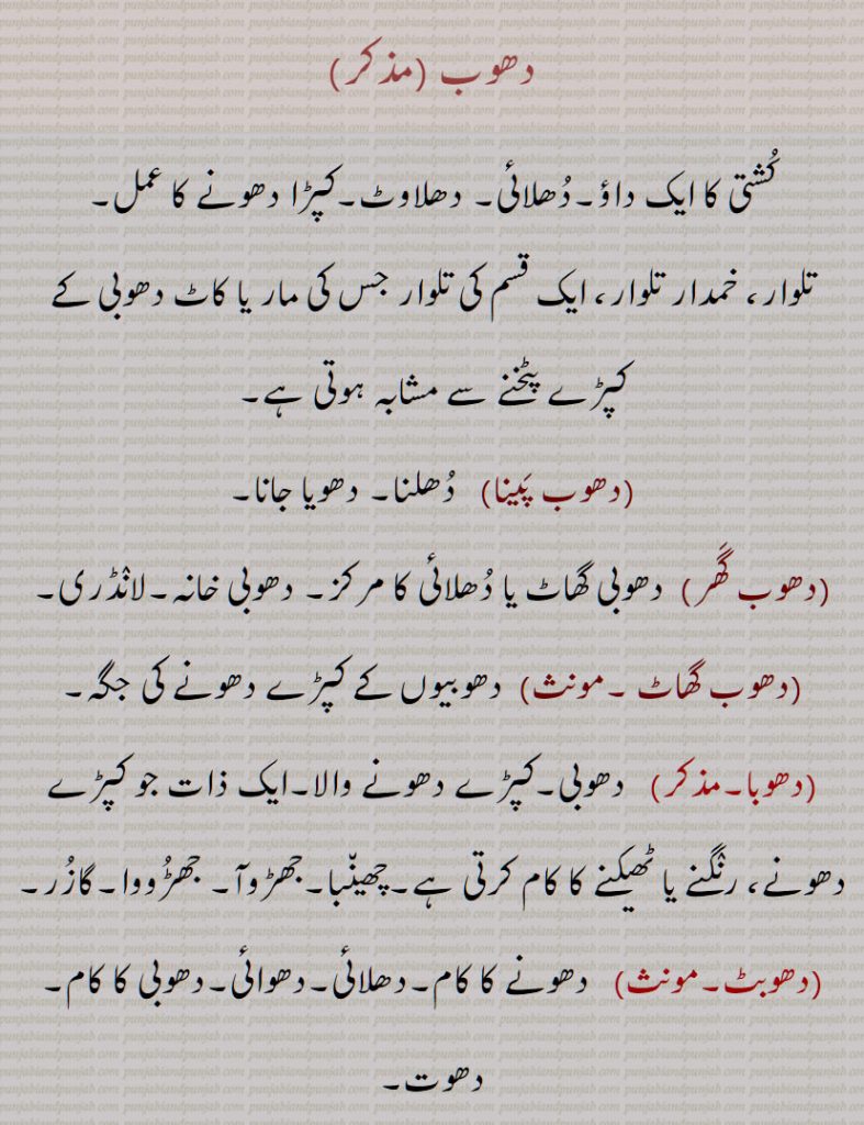 دھوب ,کشتی کا ایک داؤ,دھلائی,کپڑا دھونے کا عمل, دھوب پینا, دھوب گھر, دھوب گھاٹ , دھوبا, دھوبٹ, دھوبٹ پونی, دھوبٹ پینا,دھوبٹ پون, دھوبٹ کرنا, دھوبٹ لگنا, دھوبڑا, دھوبن, دھوبی,دھوبی پٹڑا,دھوبی پاٹ,دھوبی پٹکا, دھوبی خانہ,دھوبی گھاٹ, دھوبی گھاٹ, دھوبی لگنا, دھوبی,  عِلاج, dhoba, dhoban, dhobi, dhobi ghaaT, dhobi paTRa, dhobi, dhob, ਧੋਬਾ , ਦੋਬੀ, ਧੋਬਣ ,ਧੋਬਣ, ਧੋਬੀ,ਧੋਬੀ ਘਾਟ, ਧੋਬੀ ਪਟੜਾ, 